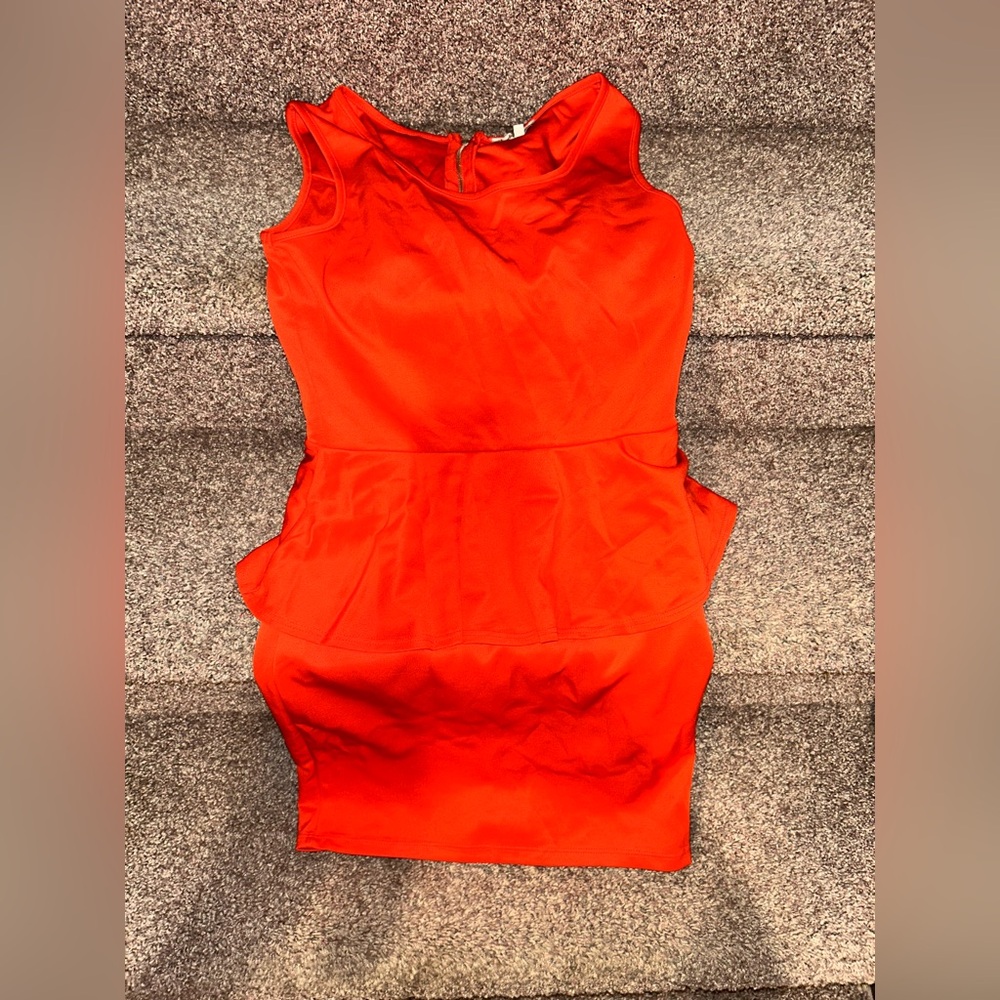 Charlotte Russe Women’s L Burnt Orange Peplum Dress with Zipper & Cut Out Back